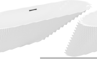 Mexen Yara cadă freestanding cu striații 170 x 75 cm, albă, preaplin gun gray periat - 52861707500-66