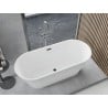 Mexen Yara cadă freestanding cu striații 170 x 75 cm, albă, preaplin gun gray periat - 52861707500-66