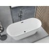 Mexen Yara cadă freestanding canelată 170 x 75 cm, albă, preaplin negru - 52861707500-70