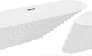 Mexen Yara szabadon álló bordázott kád 170 x 75 cm, fehér, gun metal túlfolyó - 52861707500-95