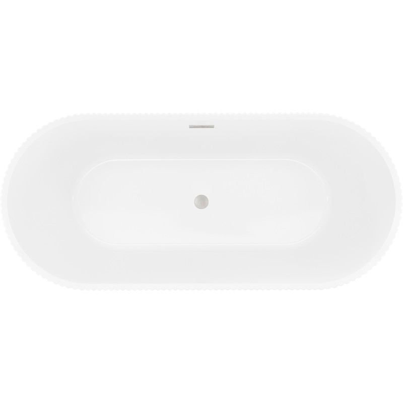 Mexen Yara cadă de baie freestandingă cu caneluri 170 x 75 cm, albă, preaplin nichel periat - 52861707500-97