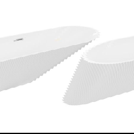 Mexen Yara cadă de baie freestandingă cu caneluri 170 x 75 cm, albă, preaplin nichel periat - 52861707500-97