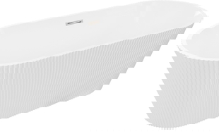 Mexen Yara szabadon álló hullámos kád 170 x 75 cm, fehér, kefélt nikkel túlfolyóval - 52861707500-97