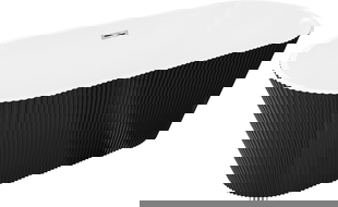 Mexen Yara szabadon álló bordázott kád 170 x 75 cm, fehér/fekete, krómozott túlfolyó - 52861707575-01