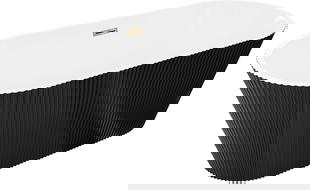 Mexen Yara cadă freestanding cu caneluri 170 x 75 cm, alb/negru, preaplin auriu - 52861707575-50