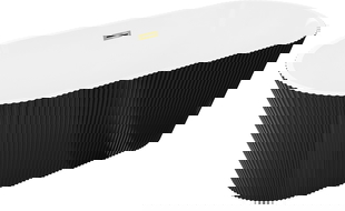 Mexen Yara cadă liberă cu caneluri 170 x 75 cm, albă/neagră, preaplin auriu - 52861707575-50