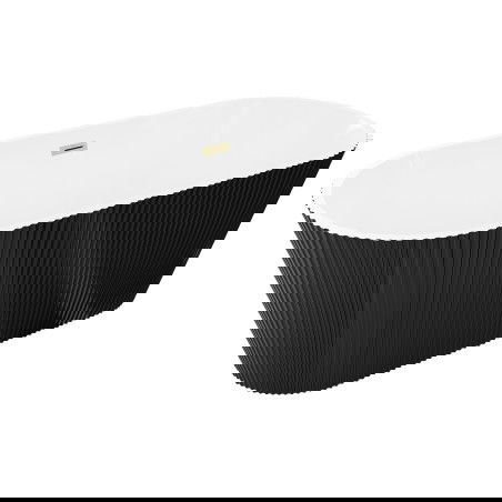 Mexen Yara cadă freestanding canelată 170 x 75 cm, albă/neagră, preaplin auriu periat - 52861707575-55