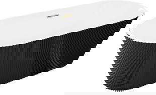 Mexen Yara szabadon álló barázdált kád 170 x 75 cm, fehér/fekete, arany kefélt túlfolyó - 52861707575-55