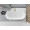 Mexen Yara cadă freestanding cu riflaj 170 x 75 cm, alb/negru, preaplin auriu periat - 52861707575-55