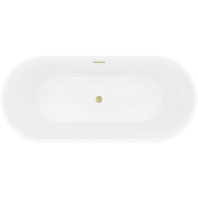 Mexen Yara cadă freestanding canelată 170 x 75 cm, albă/neagră, preaplin auriu periat - 52861707575-55