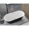 Mexen Yara cadă freestanding canelată 170 x 75 cm, albă/neagră, preaplin auriu roz - 52861707575-60