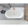Mexen Yara cadă freestanding canelată 170 x 75 cm, albă/neagră, preaplin auriu roz - 52861707575-60