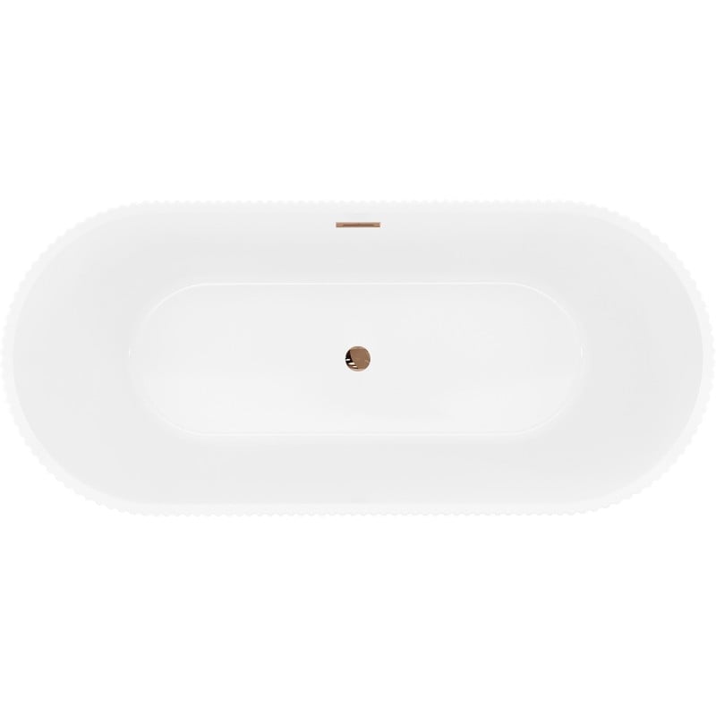 Mexen Yara cadă freestanding cu riflaj 170 x 75 cm, albă/neagră, preaplin aur roz - 52861707575-60