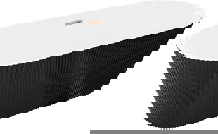 Mexen Yara szabadon álló, bordázott kád 170 x 75 cm, fehér/fekete, réz túlfolyó, kefe hatású - 52861707575-65