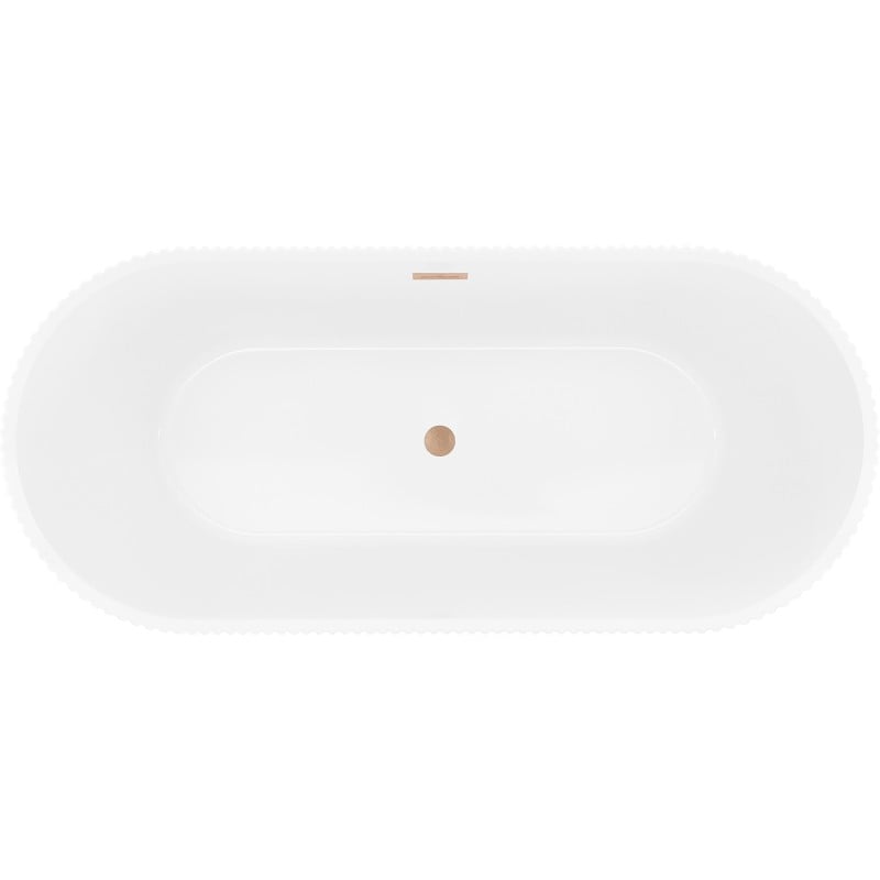 Mexen Yara cadă de baie freestanding cu structură ondulată 170 x 75 cm, albă/neagră, preaplin cupru periat - 52861707575-65