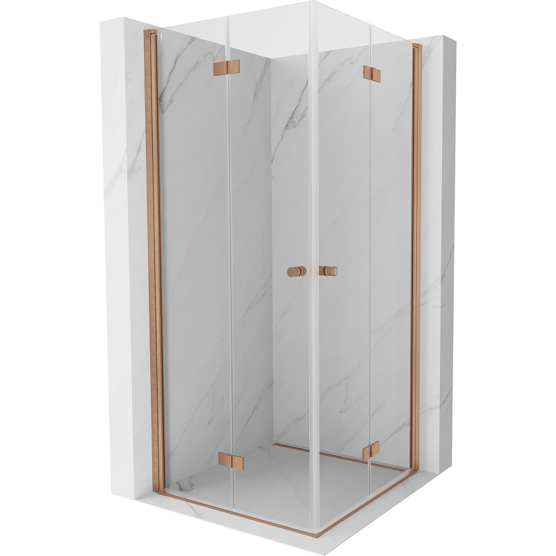 Mexen Mist-F Duo cabină de duș pliabilă 70 x 70 cm, transparent, cupru periat - 8A6-070L-070P-65-00