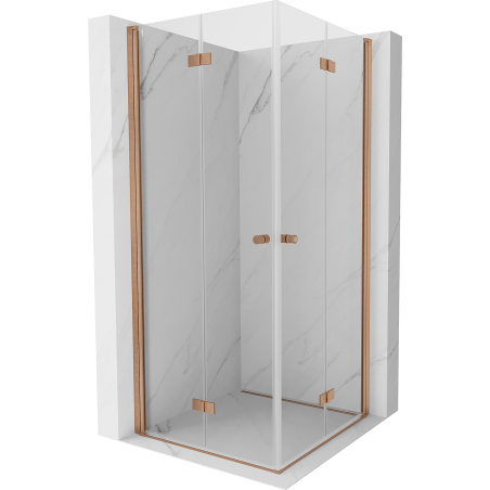 Mexen Mist-F Duo cabină de duș pliabilă 70 x 70 cm, transparent, cupru periat - 8A6-070L-070P-65-00