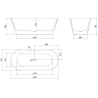 Mexen Yara cadă freestanding cu striații 170 x 75 cm, alb/negru, preaplin negru - 52861707575-70