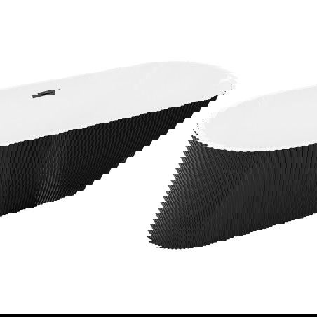 Mexen Yara szabadon álló bordázott kád 170 x 75 cm, fehér/fekete, fekete túlfolyó - 52861707575-70