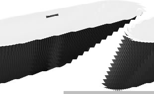 Mexen Yara szabadon álló bordázott kád 170 x 75 cm, fehér/fekete, fekete túlfolyó - 52861707575-70