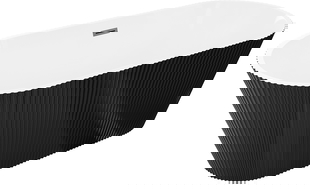 Mexen Yara 170 x 75 cm szabadon álló bordázott kád, fehér/fekete, gun metal túlfolyó - 52861707575-95
