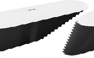 Mexen Yara szabadon álló bordázott kád 170 x 75 cm, fehér/fekete, sörtézett nikkel túlfolyó - 52861707575-97