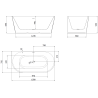 Mexen Oris cadă freestanding de perete, canelată, 150 x 75 cm, albă, preaplin crom - 52871507500-01