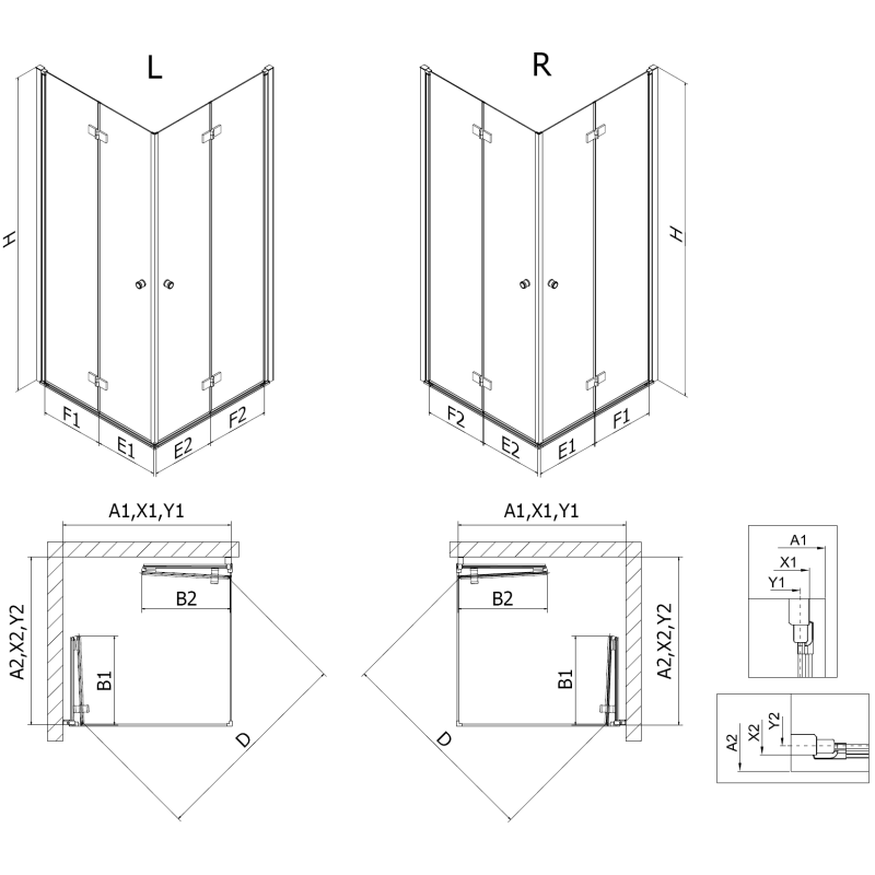 Mexen Mist-F Duo cabină de duș pliabilă stânga 110 x 70 cm, transparent, cupru periat - 8A6-110L-070P-65-00