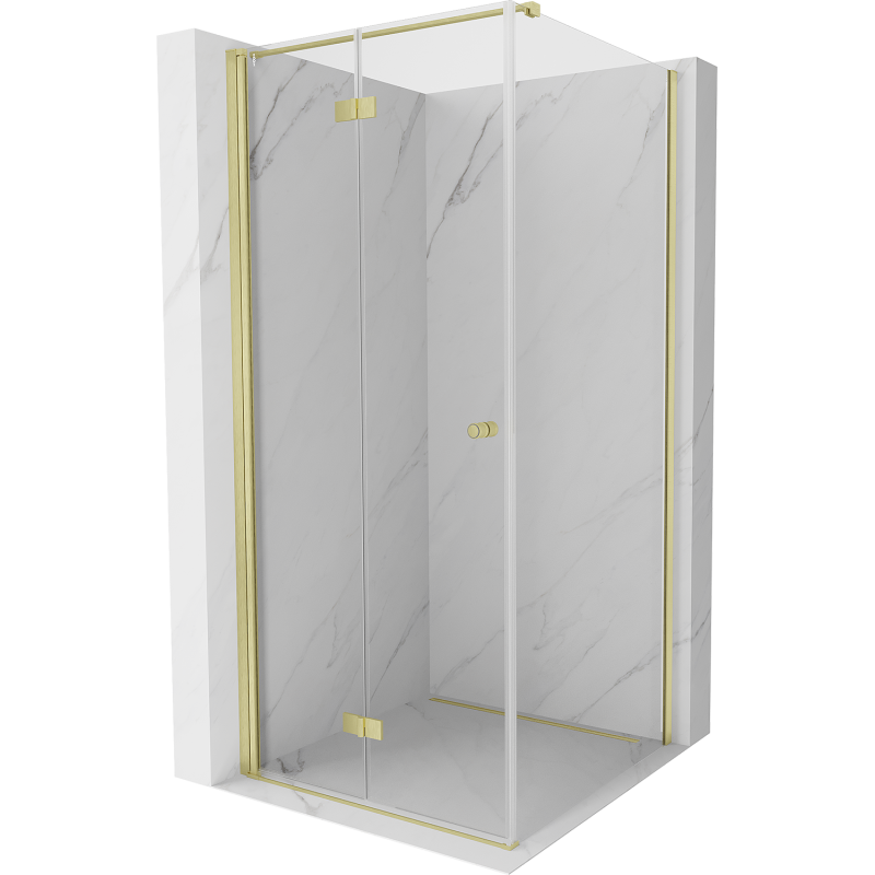 Mexen Mist-F T cabină de duș pliabilă stânga 95 x 95 cm, transparent, auriu periat - 8A6T-095-095-55-00-L