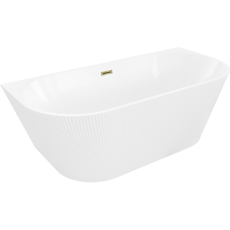 Mexen Oris cadă de baie freestanding montată lângă perete, rigată, 150 x 75 cm, albă, preaplin auriu- 52871507500-50