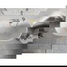 Cadă independentă Mexen Oris, montată pe perete, striată, 150 x 75 cm, albă, prea-plin auriu periat - 52871507500-55