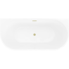 Mexen Oris cadă de baie freestandingă, de perete, cu caneluri 150 x 75 cm, albă, preaplin auriu periat - 52871507500-55
