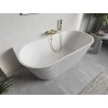Mexen Oris cadă de baie freestandingă, de perete, cu caneluri 150 x 75 cm, albă, preaplin auriu periat - 52871507500-55