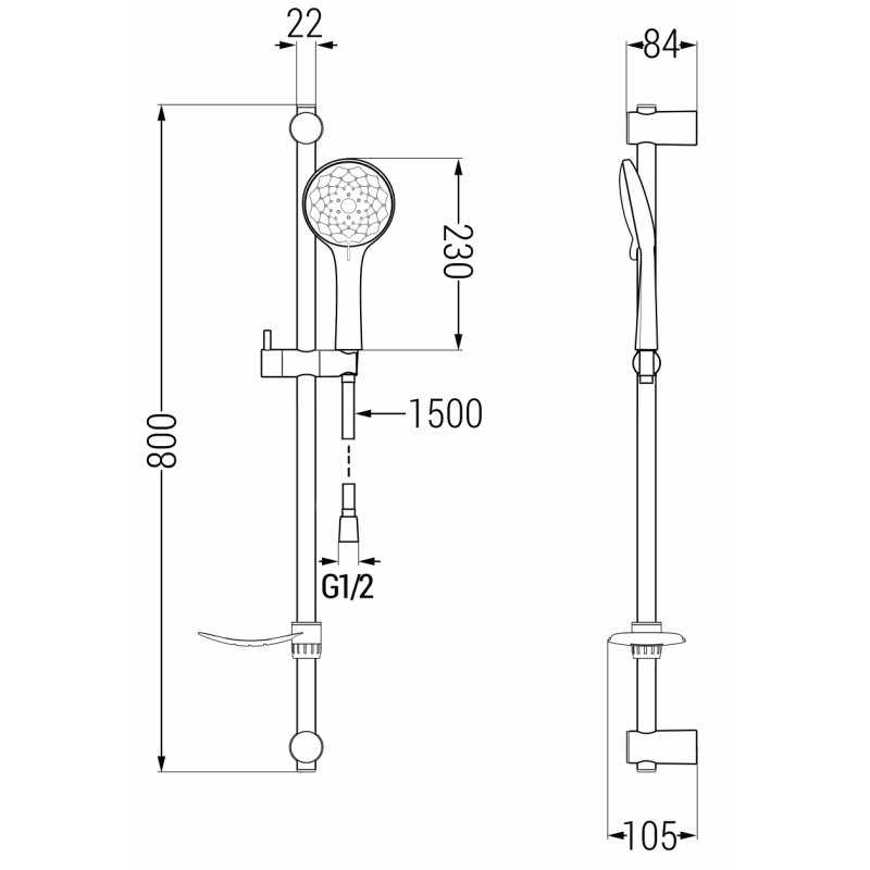 Mexen DF74 set de duș glisant, negru - 785744582-70