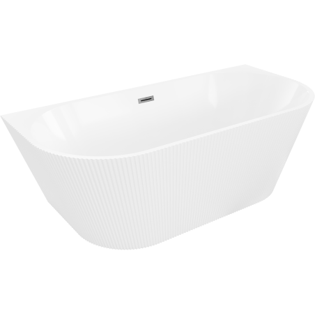 Mexen Oris szabadon álló fal melletti barázdált kád 150 x 75 cm, fehér, túlfolyó gun gray kefélt - 52871507500-66