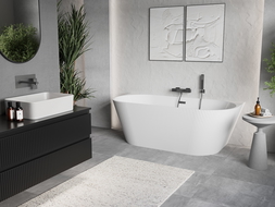 Cada Mexen Oris freestanding, de perete, 150 x 75 cm, albă, preaplin gri armat periat - 52871507500-66