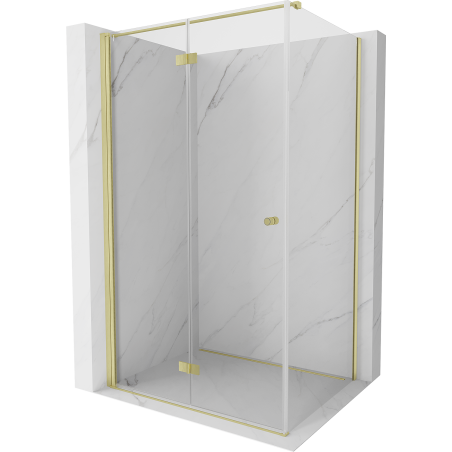 Cabină de duș pliantă stânga Mexen Mist-F T 90 x 120 cm, transparentă, auriu periat - 8A6T-090-120-55-00-L