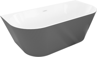 Mexen Oris szabadon álló, bordázott fal melletti kád 150 x 75 cm, fehér/szürke, fehér túlfolyás- 52871507562-20