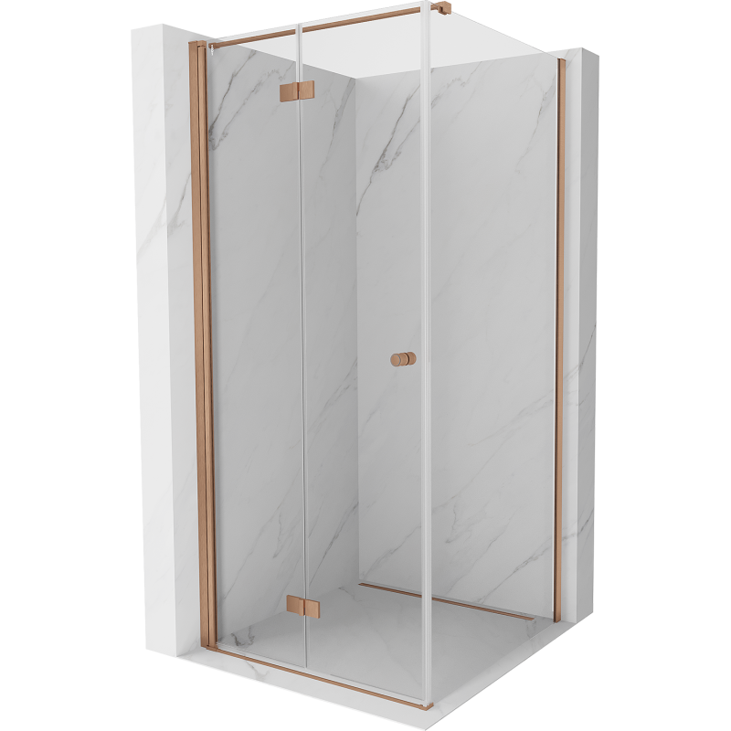 Mexen Mist-F T cabină de duș pliată stânga 80 x 80 cm, transparent, cupru periat - 8A6T-080-080-65-00-L