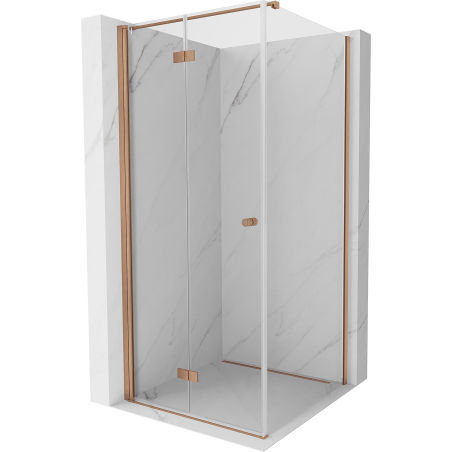 Mexen Mist-F T cabină de duș pliată stânga 80 x 80 cm, transparent, cupru periat - 8A6T-080-080-65-00-L