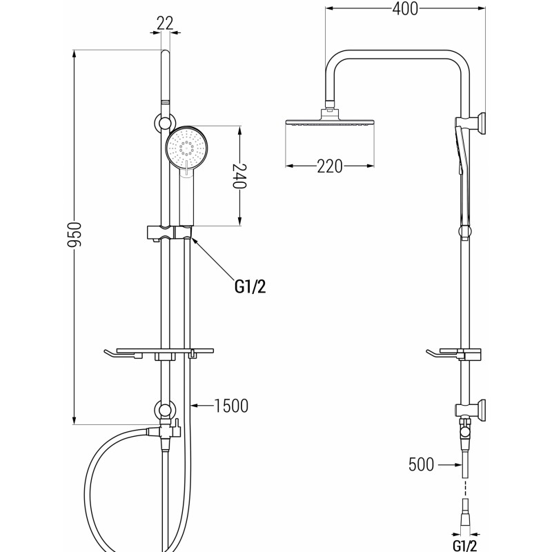 Mexen T40 coloană de duș, gun gray periat - 798404093-66
