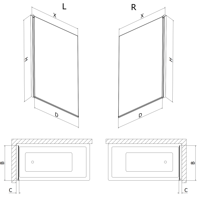Mexen Mist egyajtós zuhanyfal 60 x 150 cm, átlátszó, csiszolt réz - 8A9-060-001-65-00