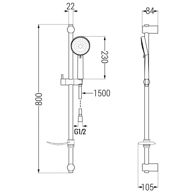 Mexen DF75 set duș glisant, crom - 785754582-00