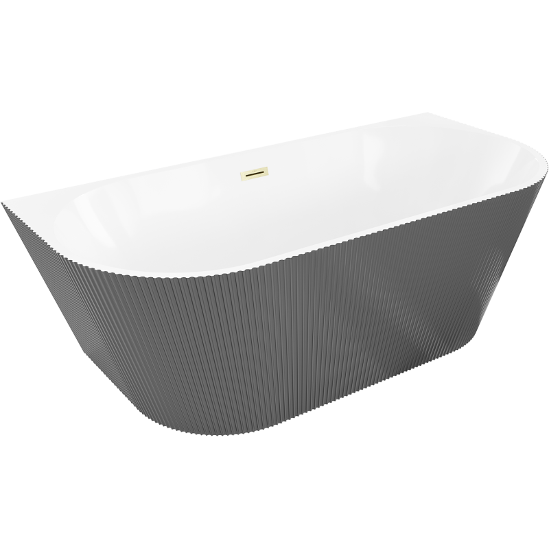 Cadă de baie freestandingă Mexen Oris 150 x 75 cm, alb/gri, preaplin auriu periat - 52871507562-55