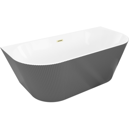 Cadă de baie freestandingă Mexen Oris 150 x 75 cm, alb/gri, preaplin auriu periat - 52871507562-55