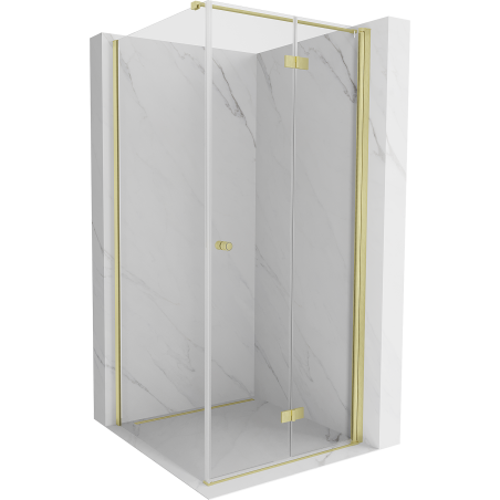 Cabină de duș pliabilă dreapta Mexen Mist-F T 100 x 100 cm, transparent, aurie periată - 8A6T-100-100-55-00-P