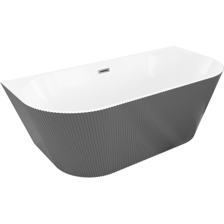 Mexen Oris cadă freestanding adiacentă peretului cu structură canelată 150 x 75 cm, albă/gri, preaplin gri pistoluș periat