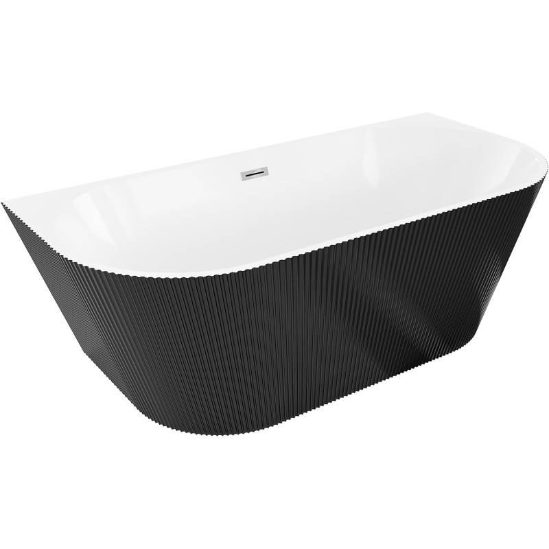 Cada freestanding amplasată lângă perete Mexen Oris 150 x 75 cm, alb/negru, preaplin crom - 52871507575-01
