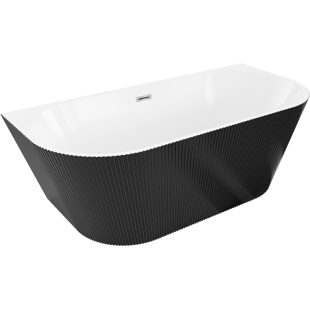 Cada freestanding amplasată lângă perete Mexen Oris 150 x 75 cm, alb/negru, preaplin crom - 52871507575-01