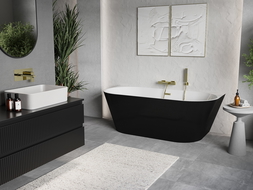 Cadă de sine stătătoare Mexen Oris, montare pe perete, 150 x 75 cm, alb/negru, preaplin auriu - 52871507575-50